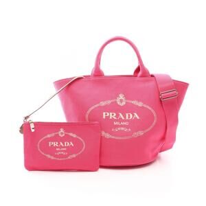 Prada CANAPA Tote Bag Canvas Pink